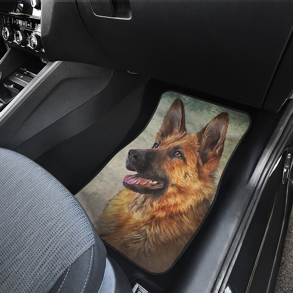Vintage German Shepherd Portrait Print Front Car Floor Mats