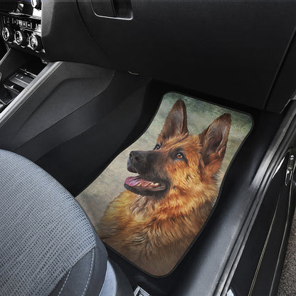 Vintage German Shepherd Portrait Print Front Car Floor Mats
