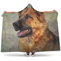Vintage German Shepherd Portrait Print Hooded Blanket