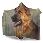Vintage German Shepherd Portrait Print Hooded Blanket