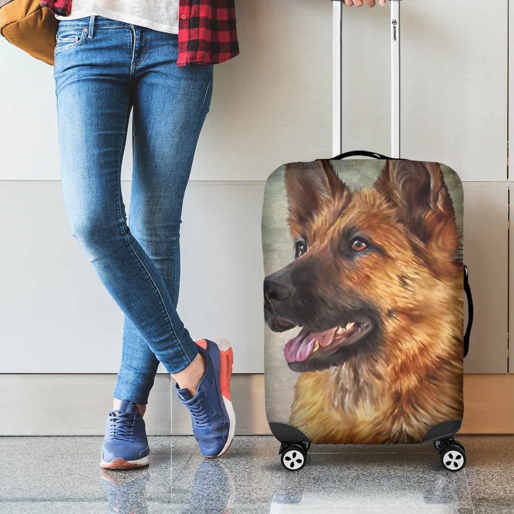 Vintage German Shepherd Portrait Print Luggage Cover
