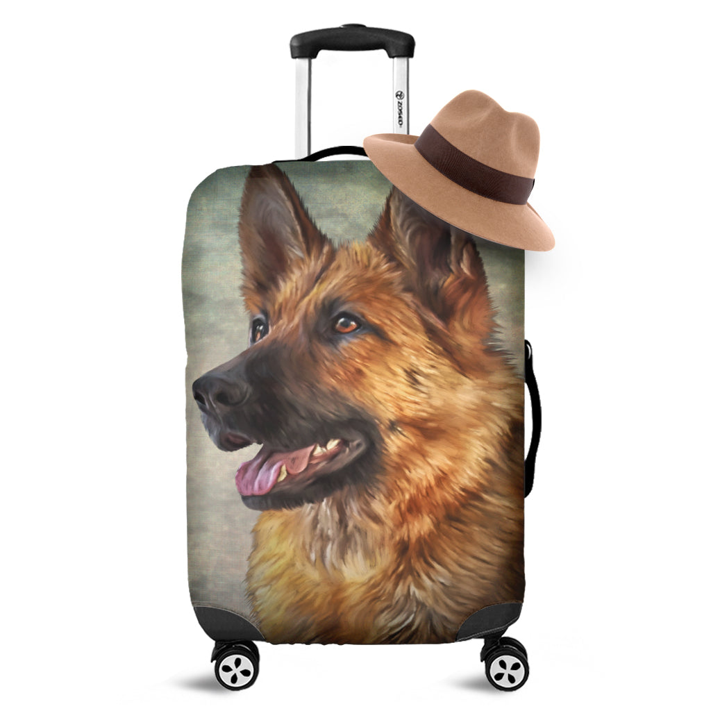 Vintage German Shepherd Portrait Print Luggage Cover