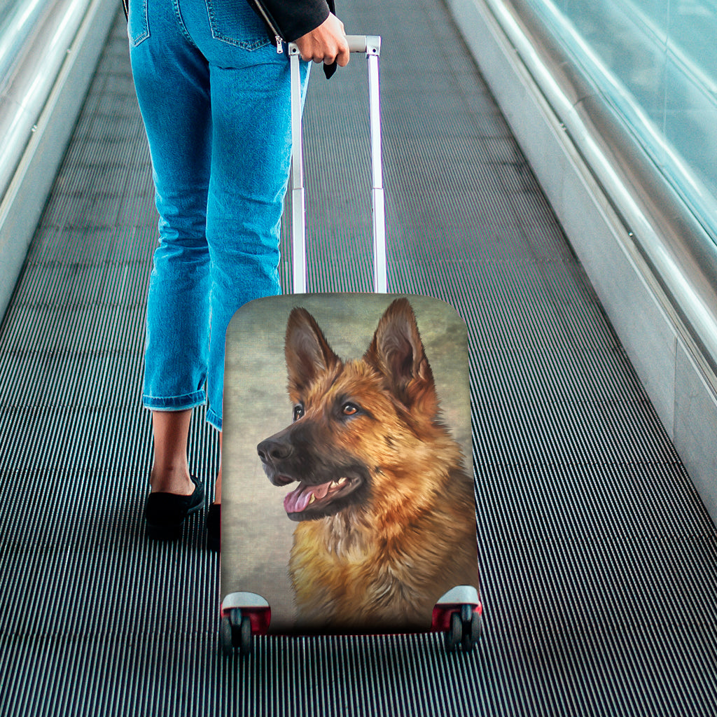 Vintage German Shepherd Portrait Print Luggage Cover