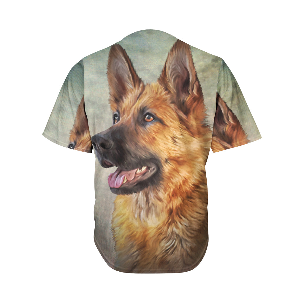 Vintage German Shepherd Portrait Print Men's Baseball Jersey