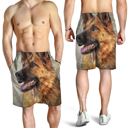 Vintage German Shepherd Portrait Print Men's Shorts