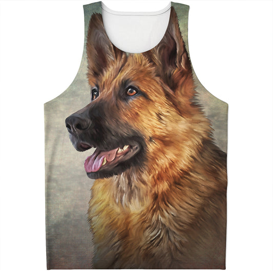 Vintage German Shepherd Portrait Print Men's Tank Top