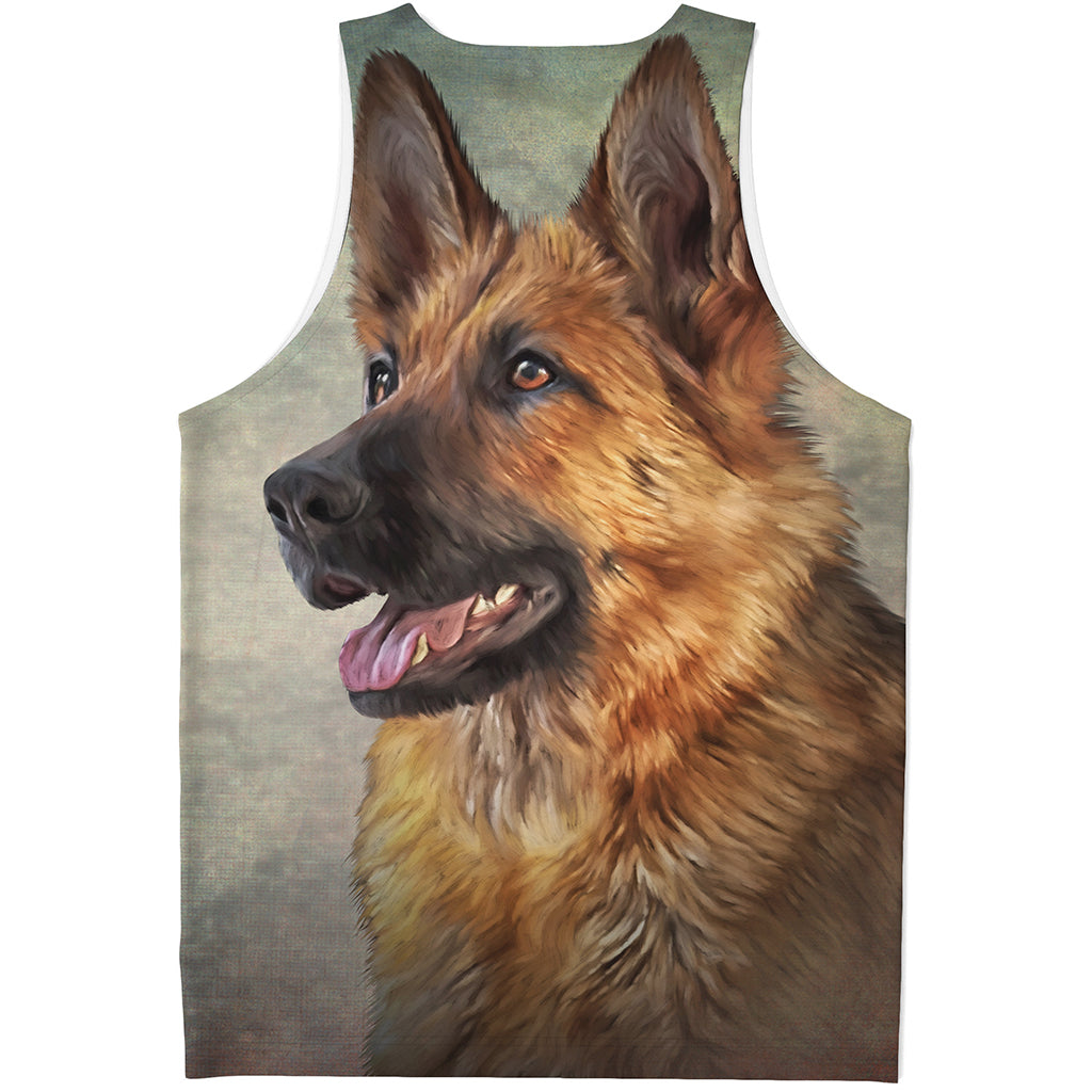 Vintage German Shepherd Portrait Print Men's Tank Top