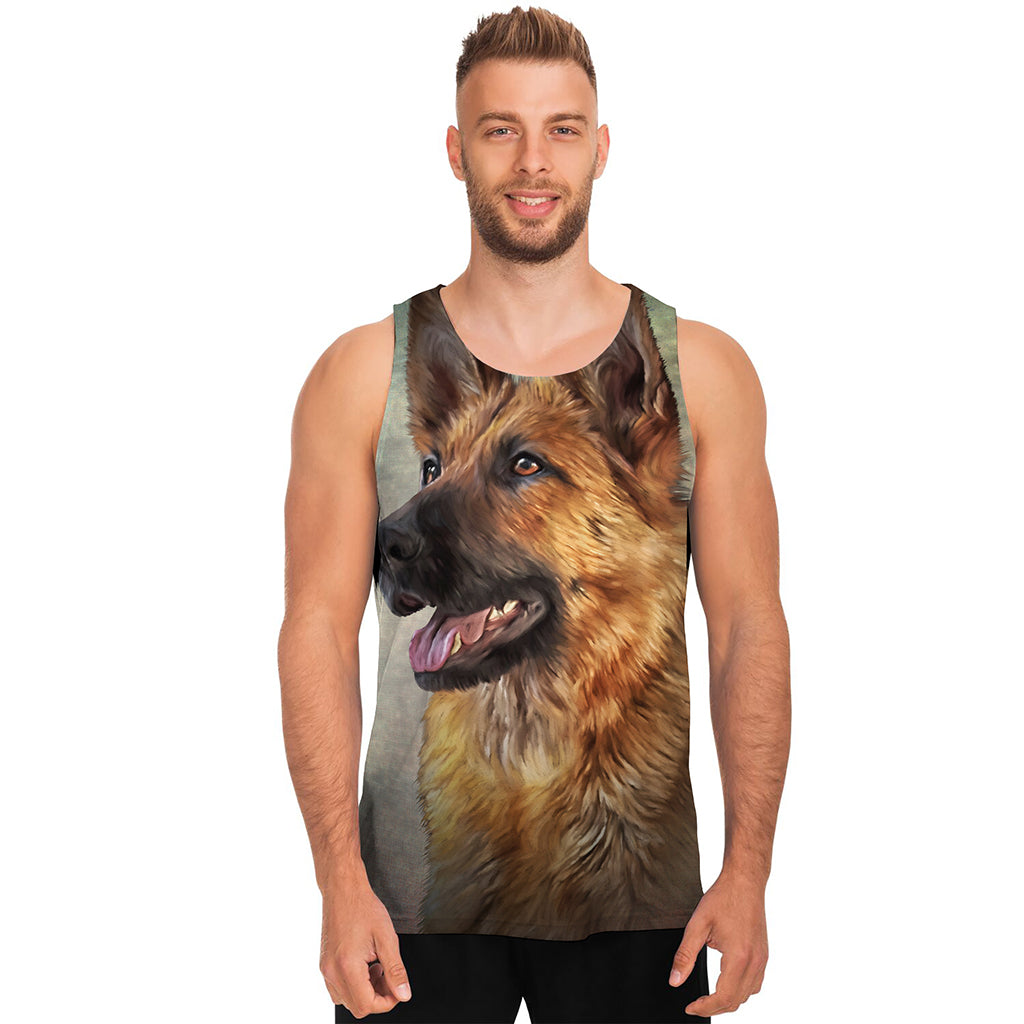 Vintage German Shepherd Portrait Print Men's Tank Top