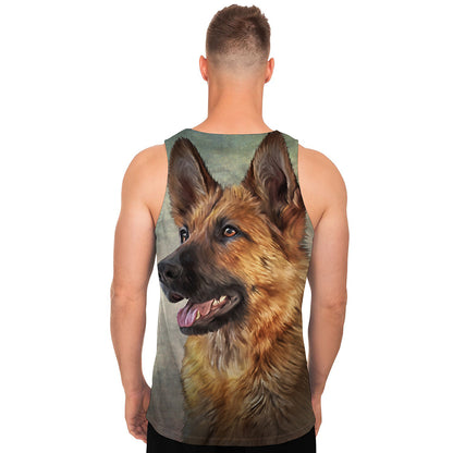 Vintage German Shepherd Portrait Print Men's Tank Top