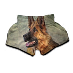 Vintage German Shepherd Portrait Print Muay Thai Boxing Shorts