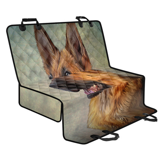 Vintage German Shepherd Portrait Print Pet Car Back Seat Cover