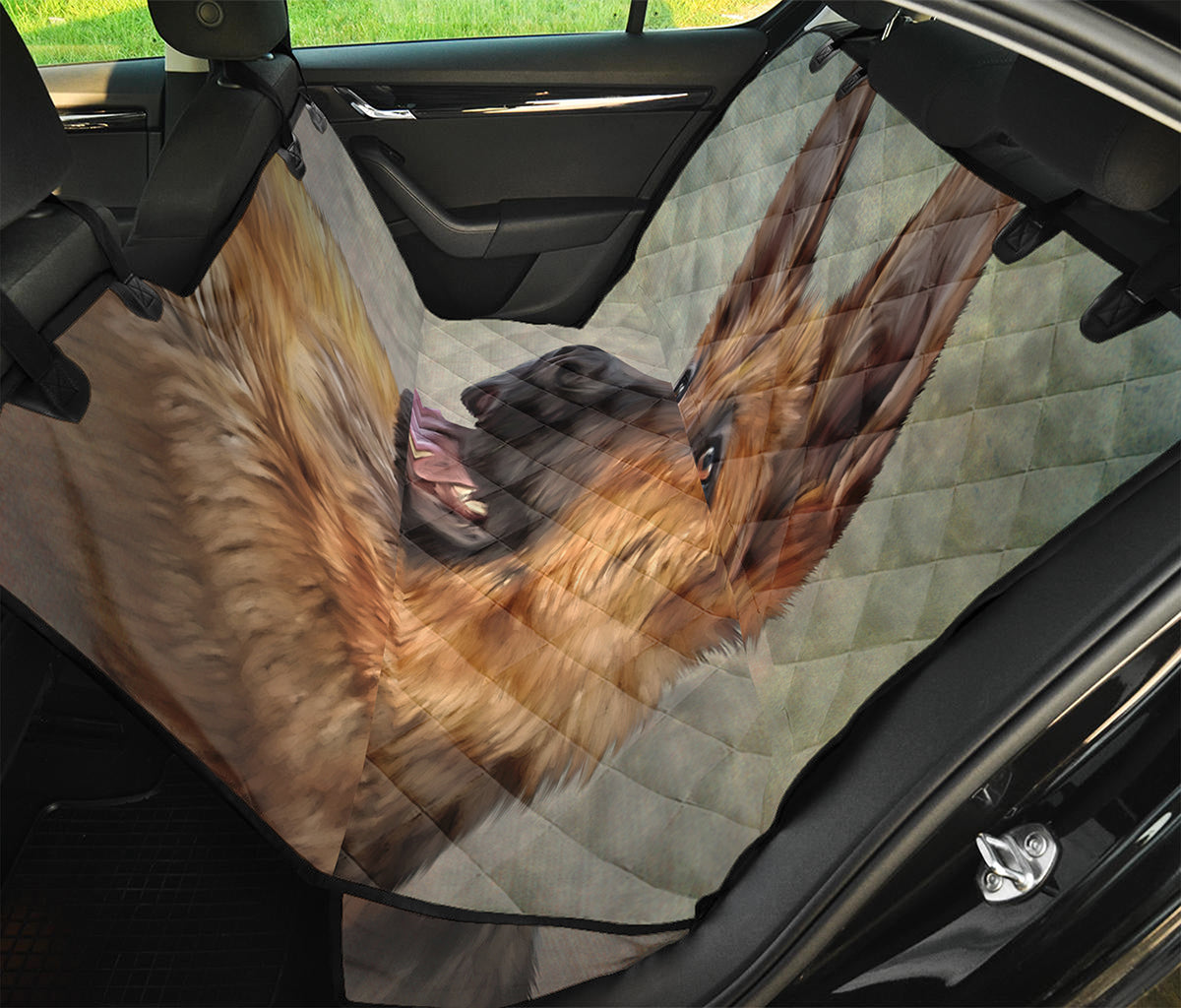 Vintage German Shepherd Portrait Print Pet Car Back Seat Cover