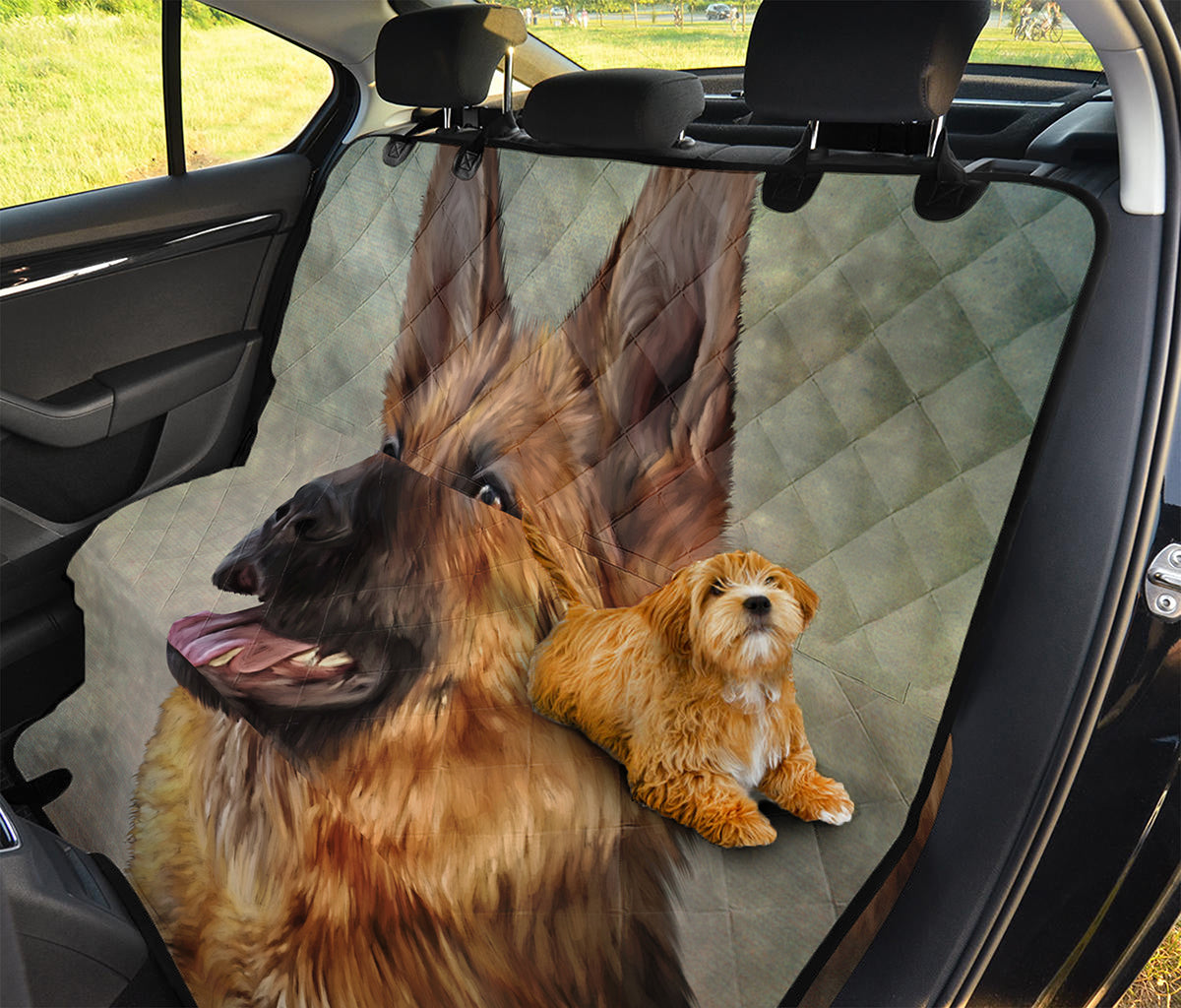 Vintage German Shepherd Portrait Print Pet Car Back Seat Cover