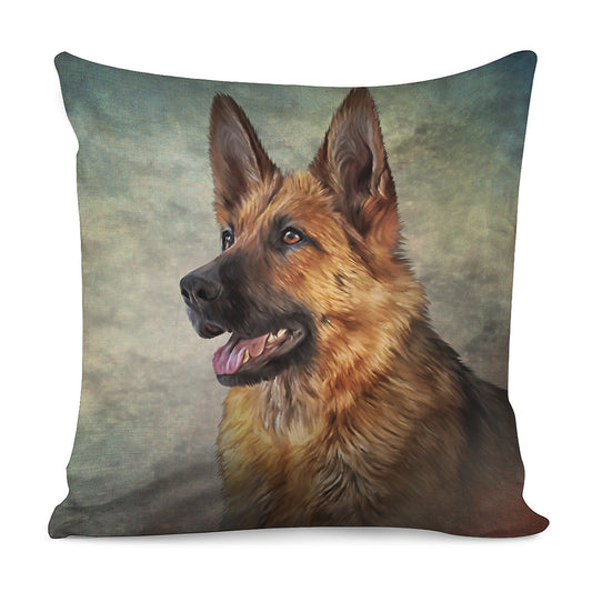 Vintage German Shepherd Portrait Print Pillow Cover