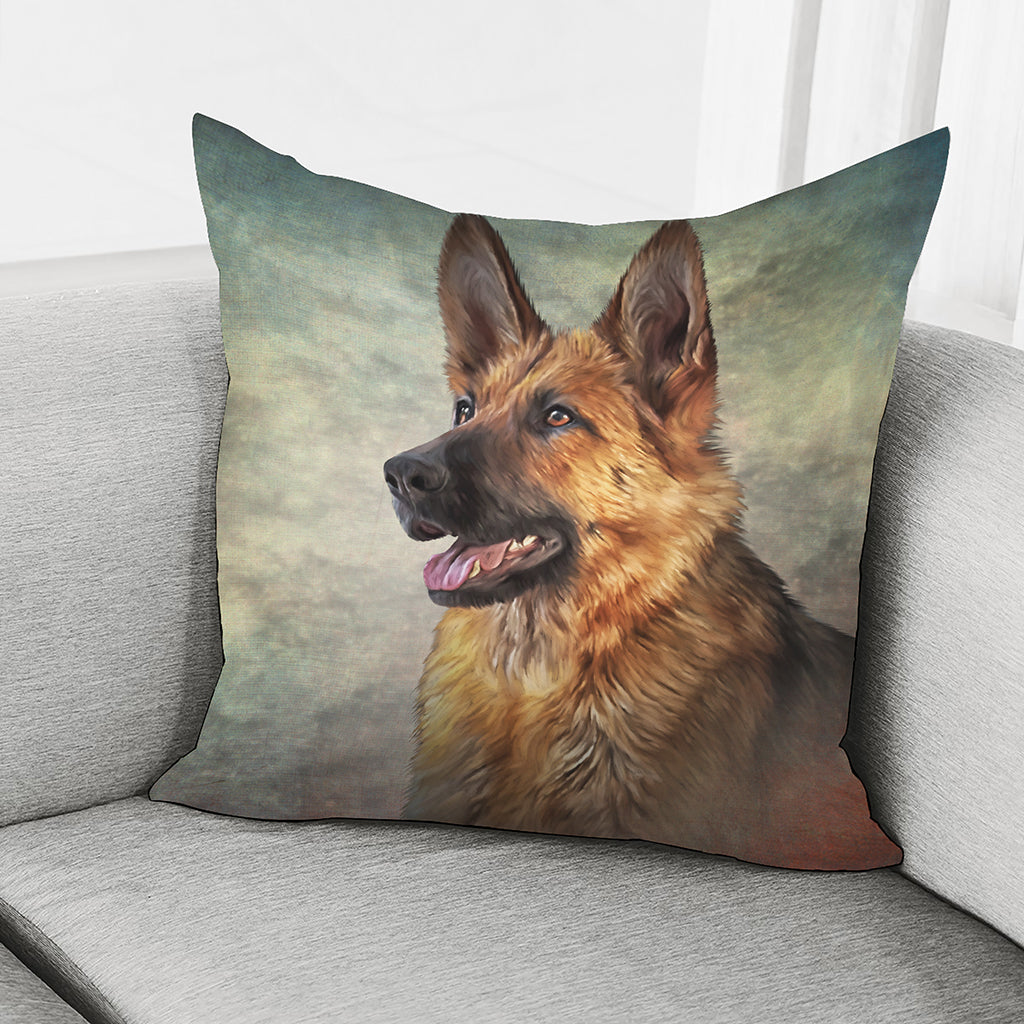 Vintage German Shepherd Portrait Print Pillow Cover