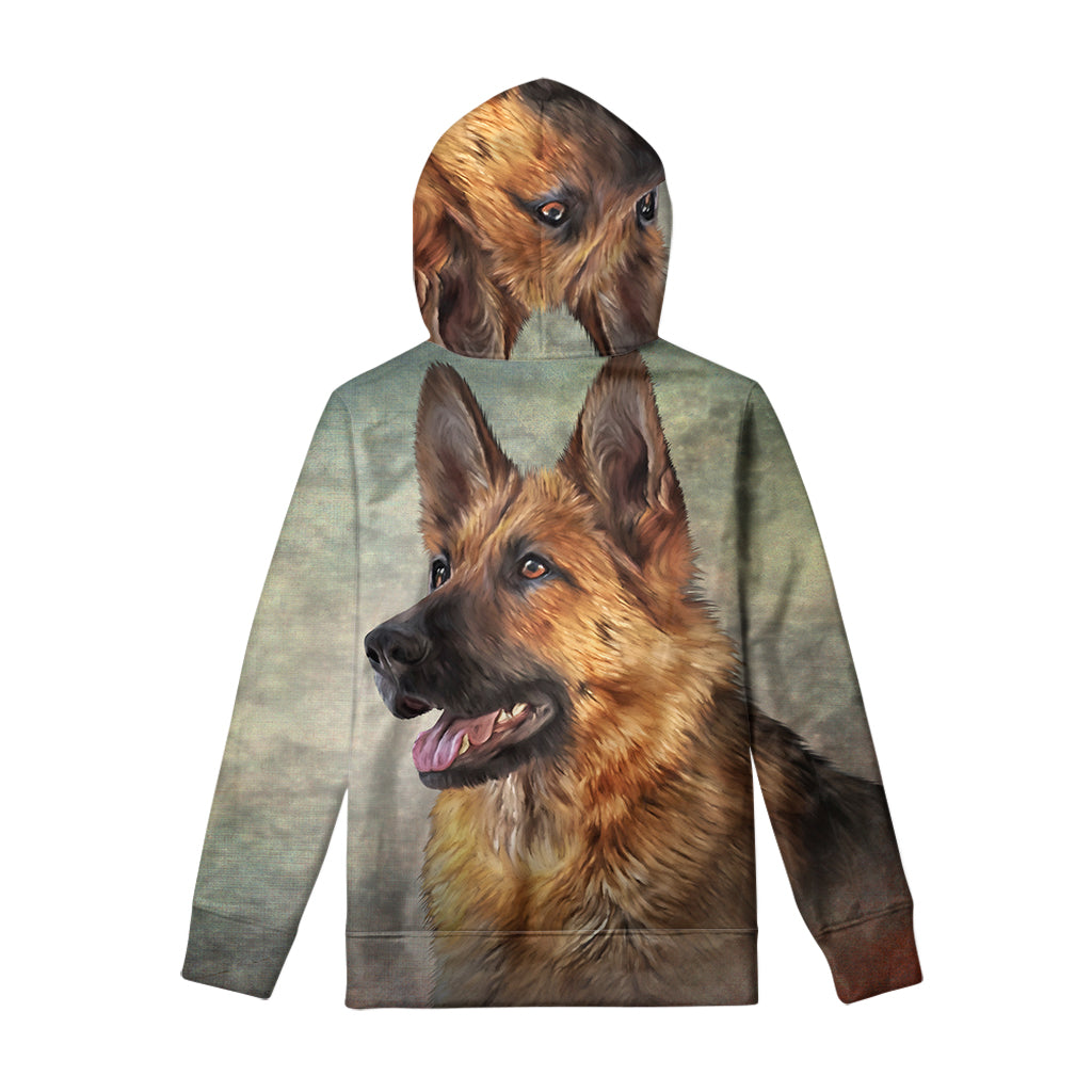 Vintage German Shepherd Portrait Print Pullover Hoodie