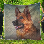 Vintage German Shepherd Portrait Print Quilt
