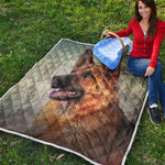Vintage German Shepherd Portrait Print Quilt