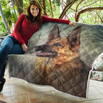 Vintage German Shepherd Portrait Print Quilt