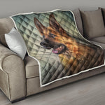 Vintage German Shepherd Portrait Print Quilt