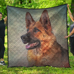 Vintage German Shepherd Portrait Print Quilt