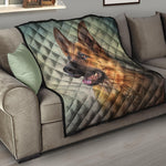 Vintage German Shepherd Portrait Print Quilt