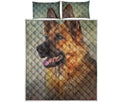 Vintage German Shepherd Portrait Print Quilt Bed Set