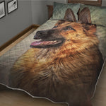 Vintage German Shepherd Portrait Print Quilt Bed Set