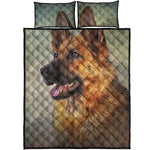 Vintage German Shepherd Portrait Print Quilt Bed Set