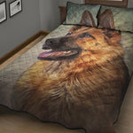 Vintage German Shepherd Portrait Print Quilt Bed Set