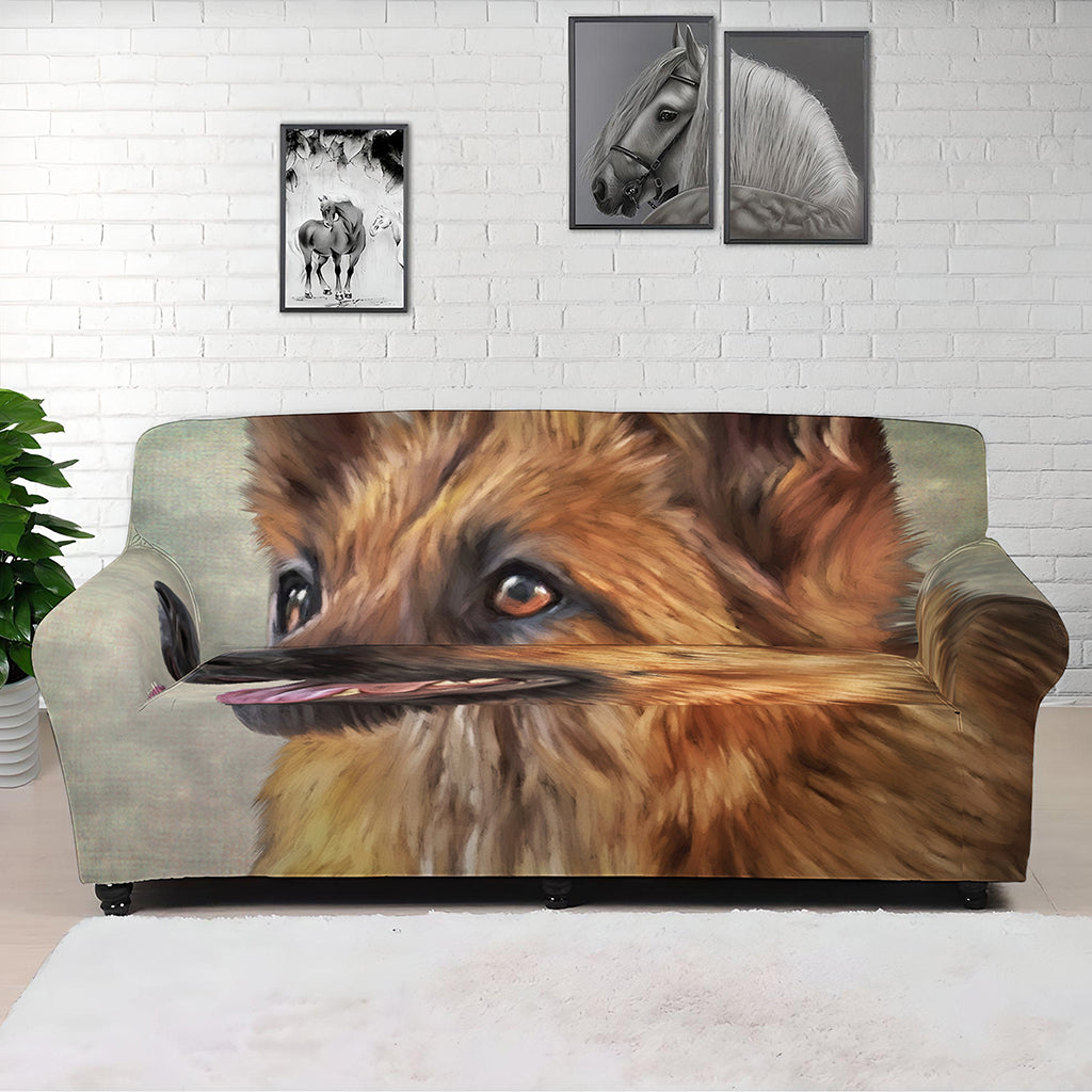 Vintage German Shepherd Portrait Print Sofa Cover