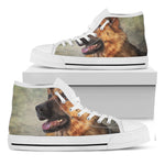 Vintage German Shepherd Portrait Print White High Top Shoes