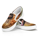 Vintage German Shepherd Portrait Print White Slip On Shoes