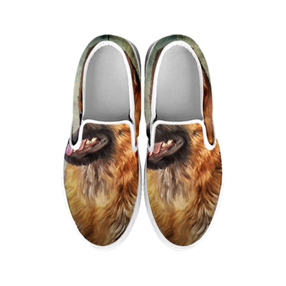 Vintage German Shepherd Portrait Print White Slip On Shoes