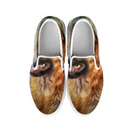 Vintage German Shepherd Portrait Print White Slip On Shoes