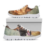 Vintage German Shepherd Portrait Print White Sneakers