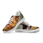 Vintage German Shepherd Portrait Print White Sneakers