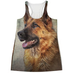 Vintage German Shepherd Portrait Print Women's Racerback Tank Top