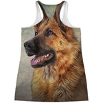 Vintage German Shepherd Portrait Print Women's Racerback Tank Top