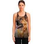 Vintage German Shepherd Portrait Print Women's Racerback Tank Top