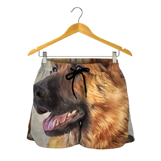 Vintage German Shepherd Portrait Print Women's Shorts