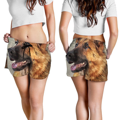 Vintage German Shepherd Portrait Print Women's Shorts