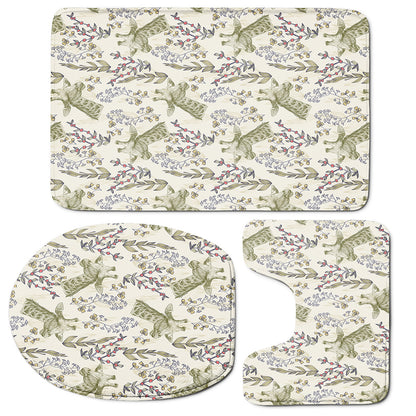 Vintage Giraffe Print 3 Piece Bath Mat Set