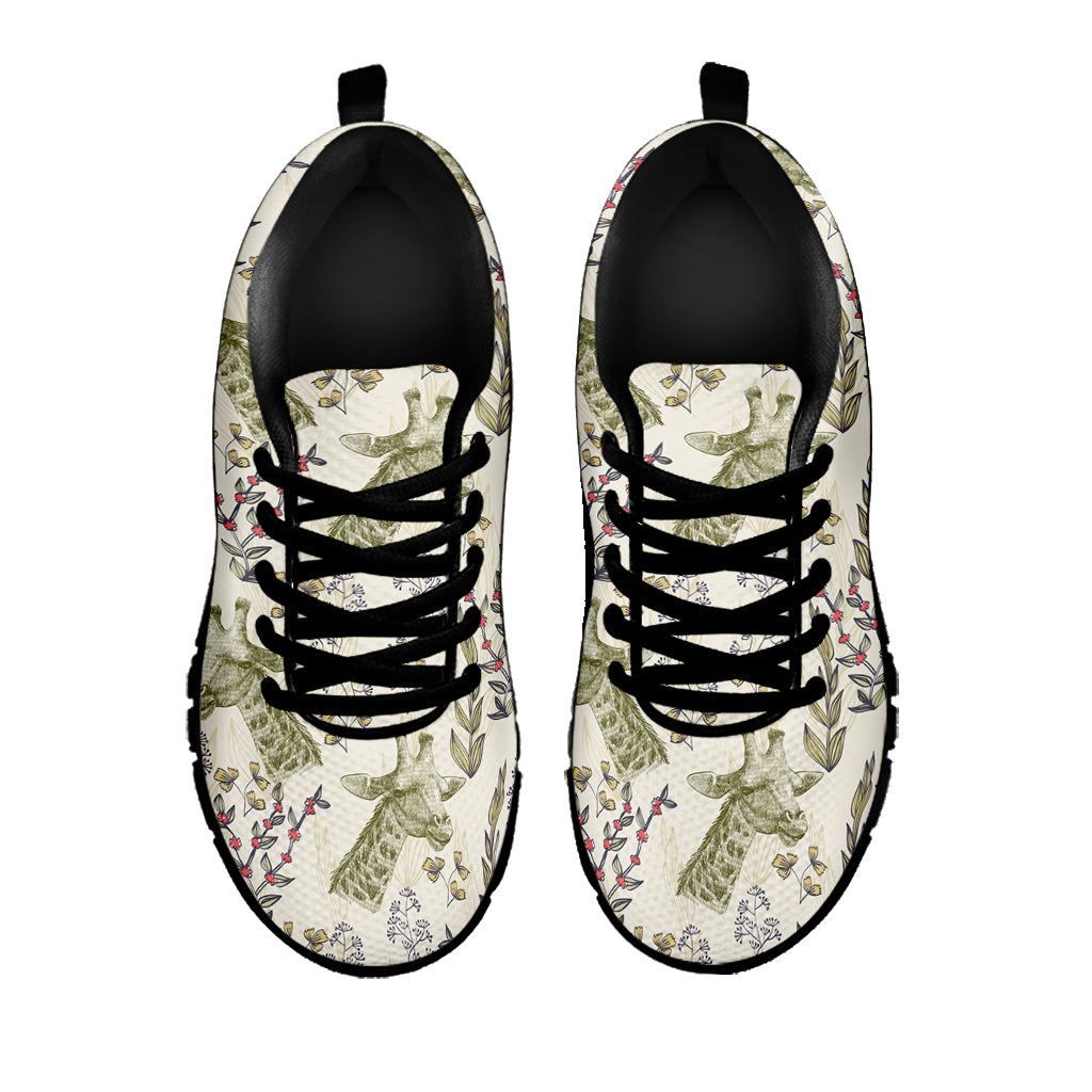 Vintage Giraffe Print Black Sneakers