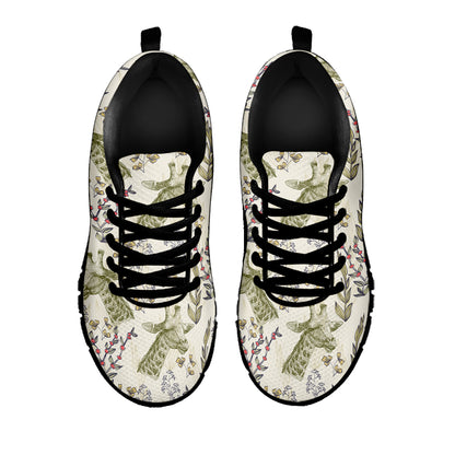 Vintage Giraffe Print Black Sneakers