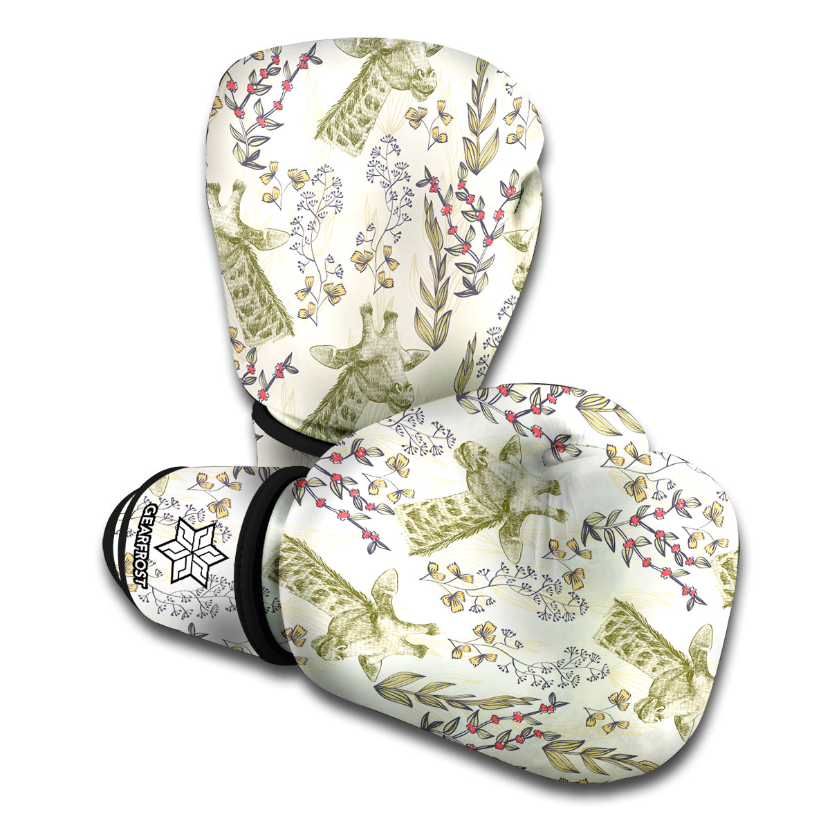 Vintage Giraffe Print Boxing Gloves