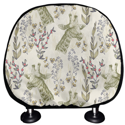 Vintage Giraffe Print Car Headrest Covers