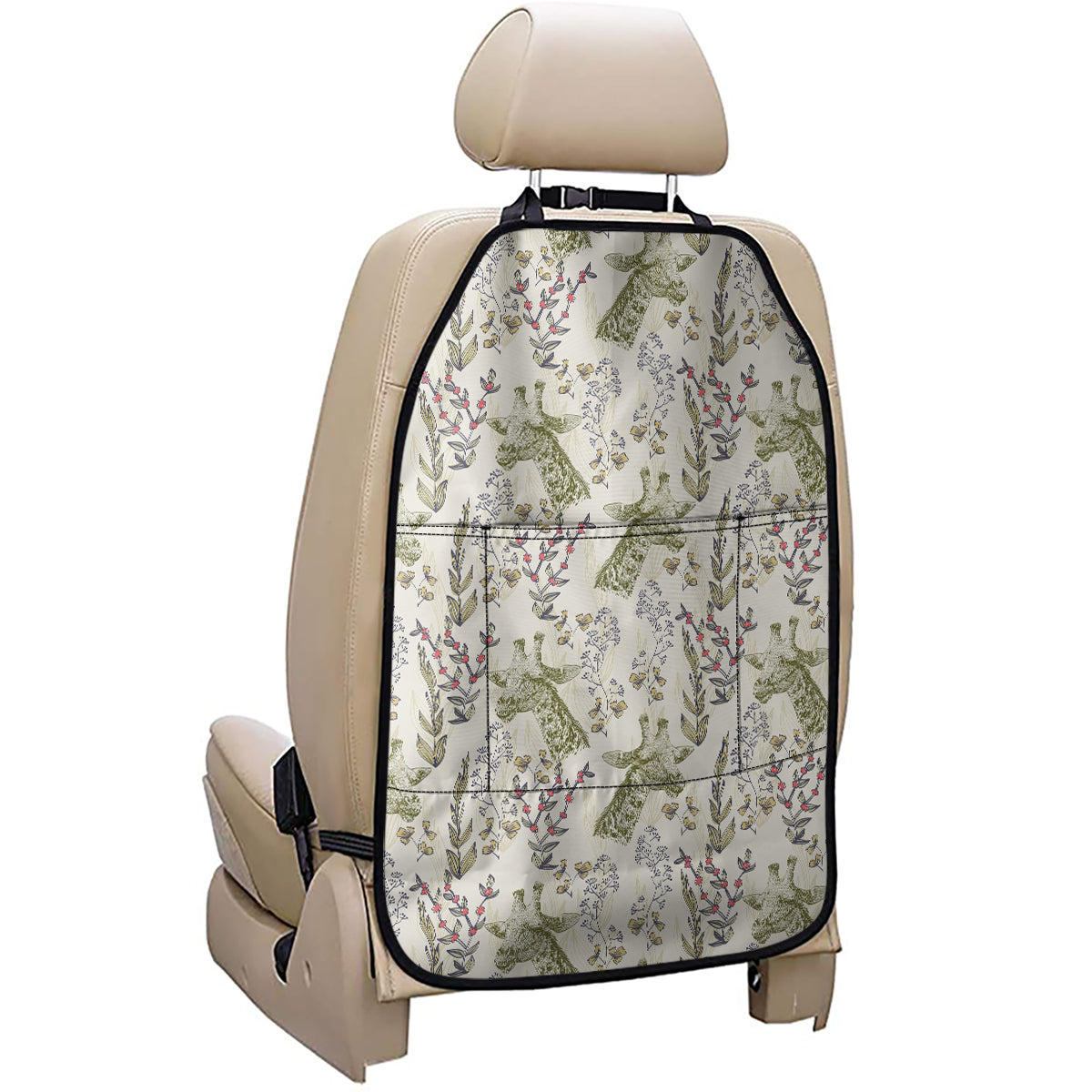 Vintage Giraffe Print Car Seat Organizers