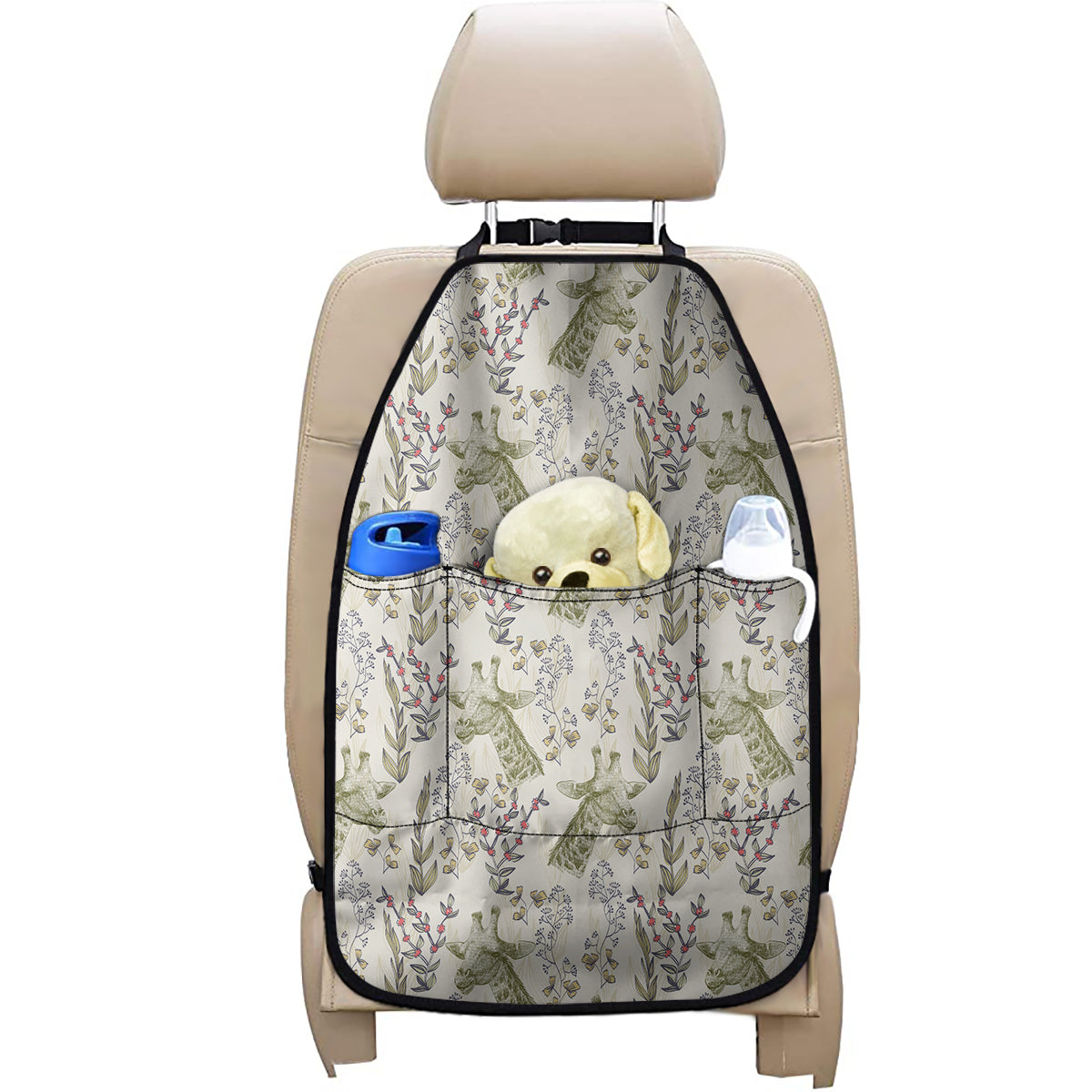 Vintage Giraffe Print Car Seat Organizers