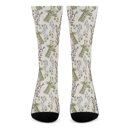 Vintage Giraffe Print Crew Socks